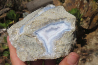 Natural Blue Lace Agate Geode Specimens x 4 From Nsanje, Malawi