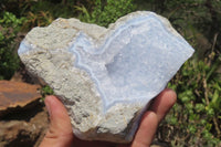 Natural Blue Lace Agate Geode Specimens x 4 From Nsanje, Malawi