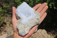 Natural Blue Lace Agate Geode Specimens x 4 From Nsanje, Malawi