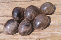 Polished Smokey Quartz Gemstone Eggs x 6 From Madagascar