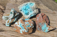 Natural Drusy Coated Chrysocolla Specimens x 4 From Congo