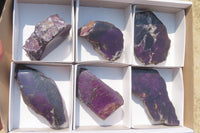 Polished On One Side Metallic Purpurite Specimens x 6 From Namibia