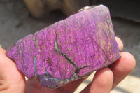 Polished On One Side Metallic Purpurite Specimens x 6 From Namibia