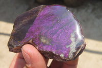 Polished On One Side Metallic Purpurite Specimens x 6 From Namibia