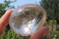 Polished Clear Quartz Palm Stones x 12 From Madagascar