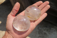 Polished Clear Quartz Palm Stones x 12 From Madagascar