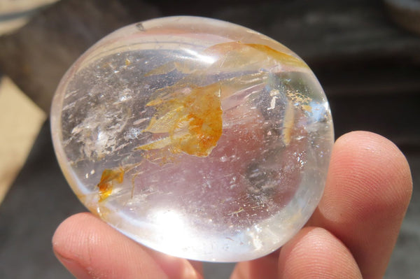 Polished Clear Quartz Palm Stones x 12 From Madagascar