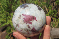 Polished Rubellite Pink Tourmaline Matrix Spheres x 2 From Ambatondrazaka, Madagascar