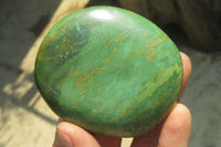 Polished Green Verdite Palm Stones x 6 From Zimbabwe