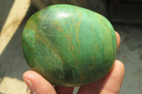 Polished Green Verdite Palm Stones x 6 From Zimbabwe