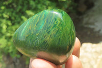 Polished Green Verdite Palm Stones x 6 From Zimbabwe