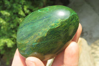 Polished Green Verdite Palm Stones x 6 From Zimbabwe