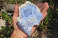 Natural Blue Lace Agate Geode Specimens x 3 From Nsanje, Malawi