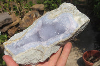 Natural Blue Lace Agate Geode Specimens x 3 From Nsanje, Malawi