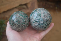 Polished Emerald Mica In Matrix Spheres x 2 From Mutoko, Zimbabwe