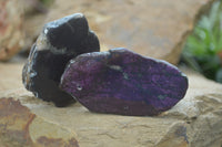 Polished On One Side Metallic Purpurite x 12 From Namibia