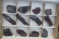 Polished On One Side Metallic Purpurite x 12 From Namibia