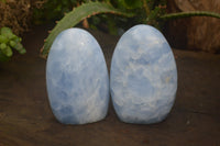 Polished Blue Calcite Standing Free Forms x 2 From Ihadilalana, Madagascar