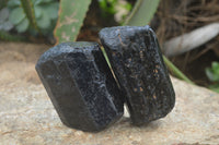 Natural Black Tourmaline Crystal Specimens x 3 From Zimbabwe