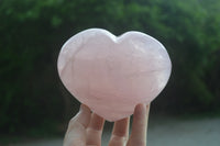 Polished Rose Quartz Gemstone Hearts x 2 From Madagascar