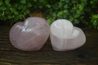 Polished Rose Quartz Gemstone Hearts x 2 From Madagascar