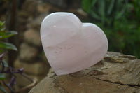 Polished Rose Quartz Gemstone Hearts x 2 From Madagascar