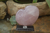 Polished Rose Quartz Gemstone Hearts x 2 From Madagascar