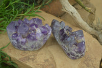 Polished Amethyst Clusters x 2 From Zambia