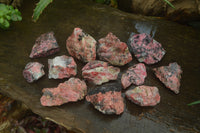 Natural Rhodonite Cobbed Specimens x 14 From Zimbabwe