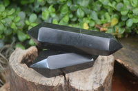 Polished Double Terminated Black Basalt Points x 6 From Madagascar