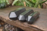 Polished Double Terminated Black Basalt Points x 6 From Madagascar