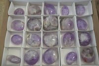 Polished Chevron Amethyst Palm Stones x 20 From Madagascar