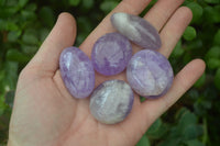 Polished Chevron Amethyst Palm Stones x 20 From Madagascar