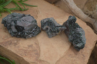 Natural Libethenite Crystals On Dolomite Matrix Specimens x 3 From Shituru, Congo