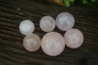 Polished Rose Quartz Spheres x 6 From Madagascar