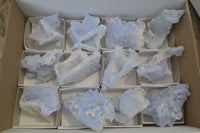 Natural Etched Blue Chalcedony Specimens x 12 From Nsanje, Malawi