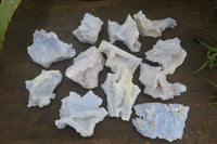 Natural Etched Blue Chalcedony Specimens x 12 From Nsanje, Malawi