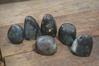 Polished Labradorite Standing Free Forms x 6 From Madagascar