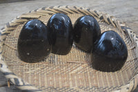 Polished Black Tourmaline Standing Free Forms x 4 From Madagascar