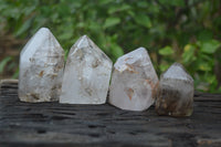 Polished Smokey Window Quartz Crystals x 6 From Madagascar