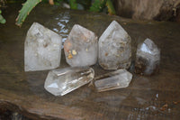 Polished Smokey Window Quartz Crystals x 6 From Madagascar