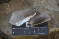 Polished Smokey Window Quartz Crystals x 6 From Madagascar