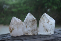 Polished Smokey Window Quartz Crystals x 6 From Madagascar