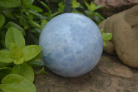 Polished Blue Calcite Spheres x 2 From Madagascar