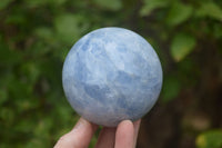 Polished Blue Calcite Spheres x 2 From Madagascar