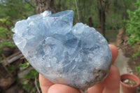 Polished Celestite Egg Geodes x 6 From Madagascar