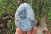 Polished Celestite Egg Geodes x 6 From Madagascar