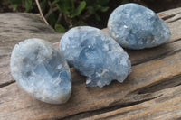 Polished Celestite Egg Geodes x 6 From Madagascar