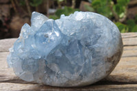 Polished Celestite Egg Geodes x 6 From Madagascar