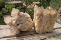 Natural Cascading Smokey Quartz Clusters x 2 From Luena, Congo